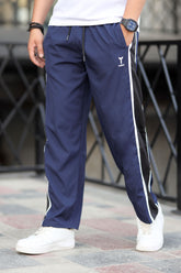 Turbo Panel Typography Micro Loose fit Trouser in Navy Blue